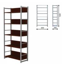 Стеллаж на металлокаркасе, 1630х650х300 мм, серый каркас, 5 полок ЛДСП орех, Д-343